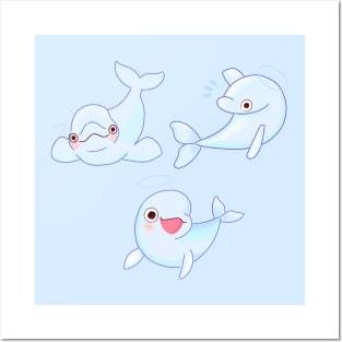 Cute white whale Posters and Art